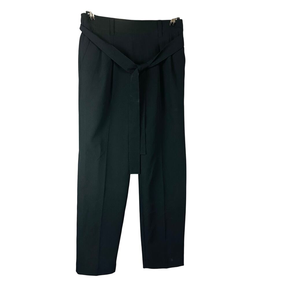 Loft Outlet Womans Small Pants Belted Black Pleated Pull On Tapered Leg Comfort‎